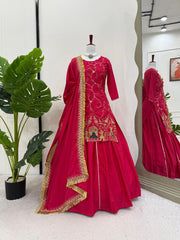Beautiful Natural Crepe Silk Beads With Thread & Sequence Work Sharara