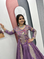 Festival Special Pure Vichitra Thread & Sequence Work Crop Top