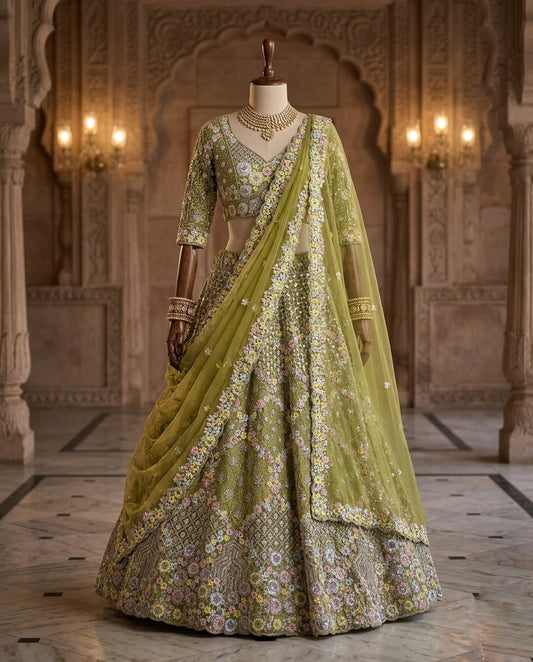 Beautiful Trending Butterfly Net Embroidery Sequence Work Lehenga Choli