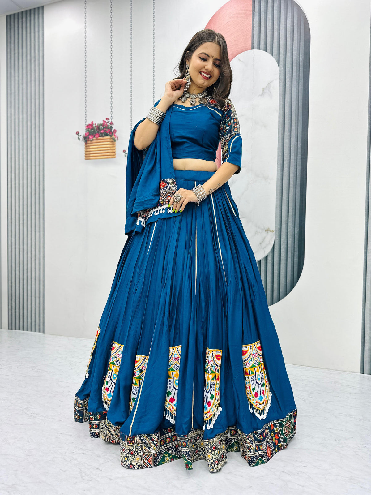 Navratri Special Pure Cotton Gamathi Work Lehenga Choli
