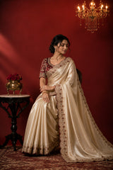 Party-wear Rangoli Silk Zari & Thread Embroidery Work Saree