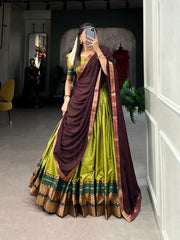 Beautiful Traditional Poly Cotton Zari Weaving Work Lehenga Choli