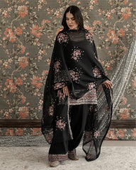 Beautiful Natural Crepe Thread With Sequence Work Suit