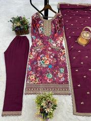 Beautiful Pure Chinon Silk Digital Printed Salwar Suit