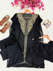 Rakshabandhan Georgette Sequence & Zari Embroidery Handwork Indo Western Set With Shrug