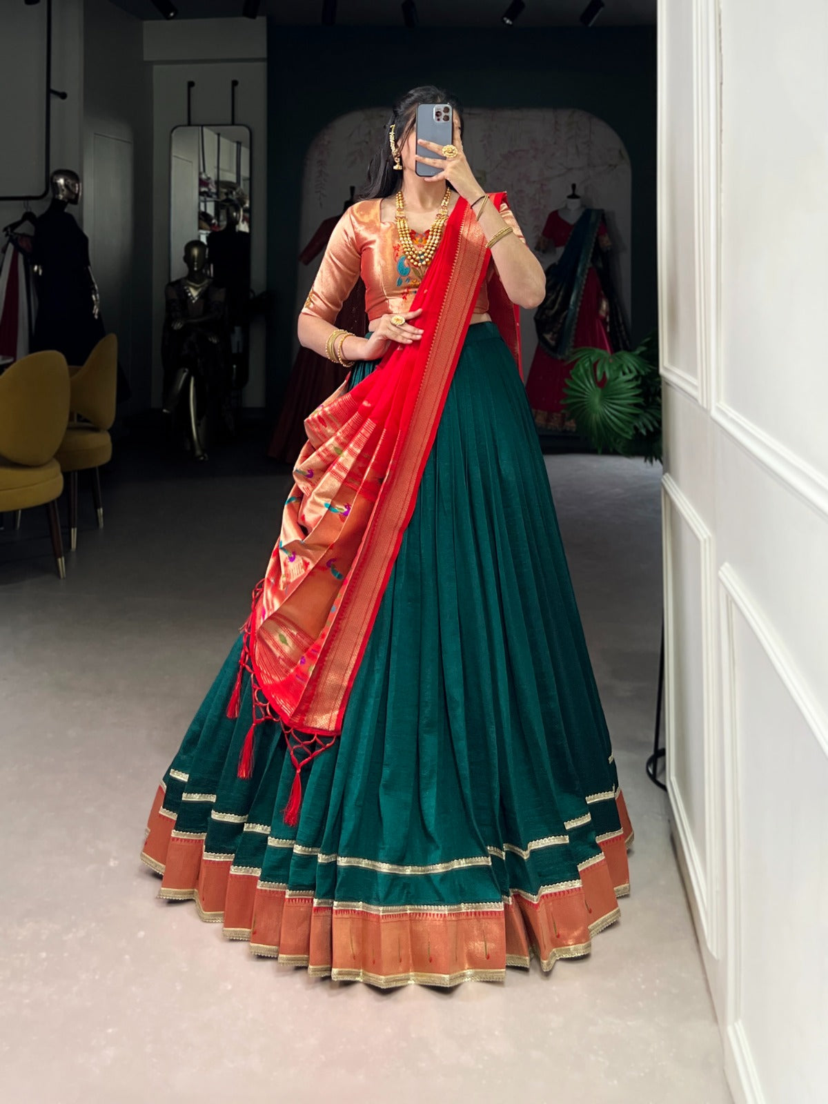 Beautiful Vichitra Silk Zari Weaving Lehenga Choli