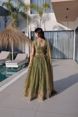 Premium Designer Fendi Silk Multi Thread Embroidery Work Lehenga Choli
