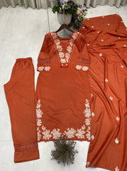 Beautiful Designer Rayon Cotton Embroidery Work Dress