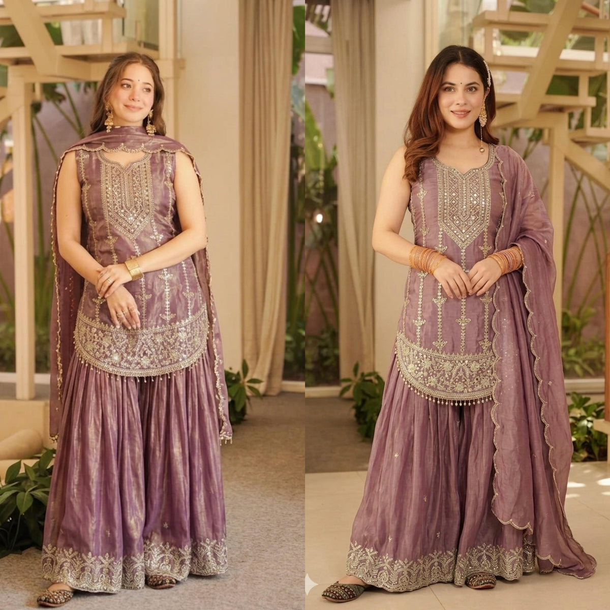 Beautiful Fendy Silk Sequence Embroidery Work Sharara