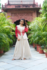 Festival Bandhej Koti &  Plazzo With Lehenga Choli