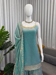 Party-wear Fendy Silk Thread With Sequence Work Suit