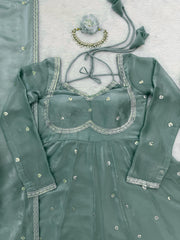 Festive Season Special Red Georgette Thread With Sequence Work Gown