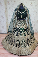 Green Colour Designer Diamond Work Lehenga Choli