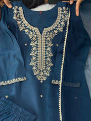 Beautiful Roman Silk Embroidery Work Salwar Suit