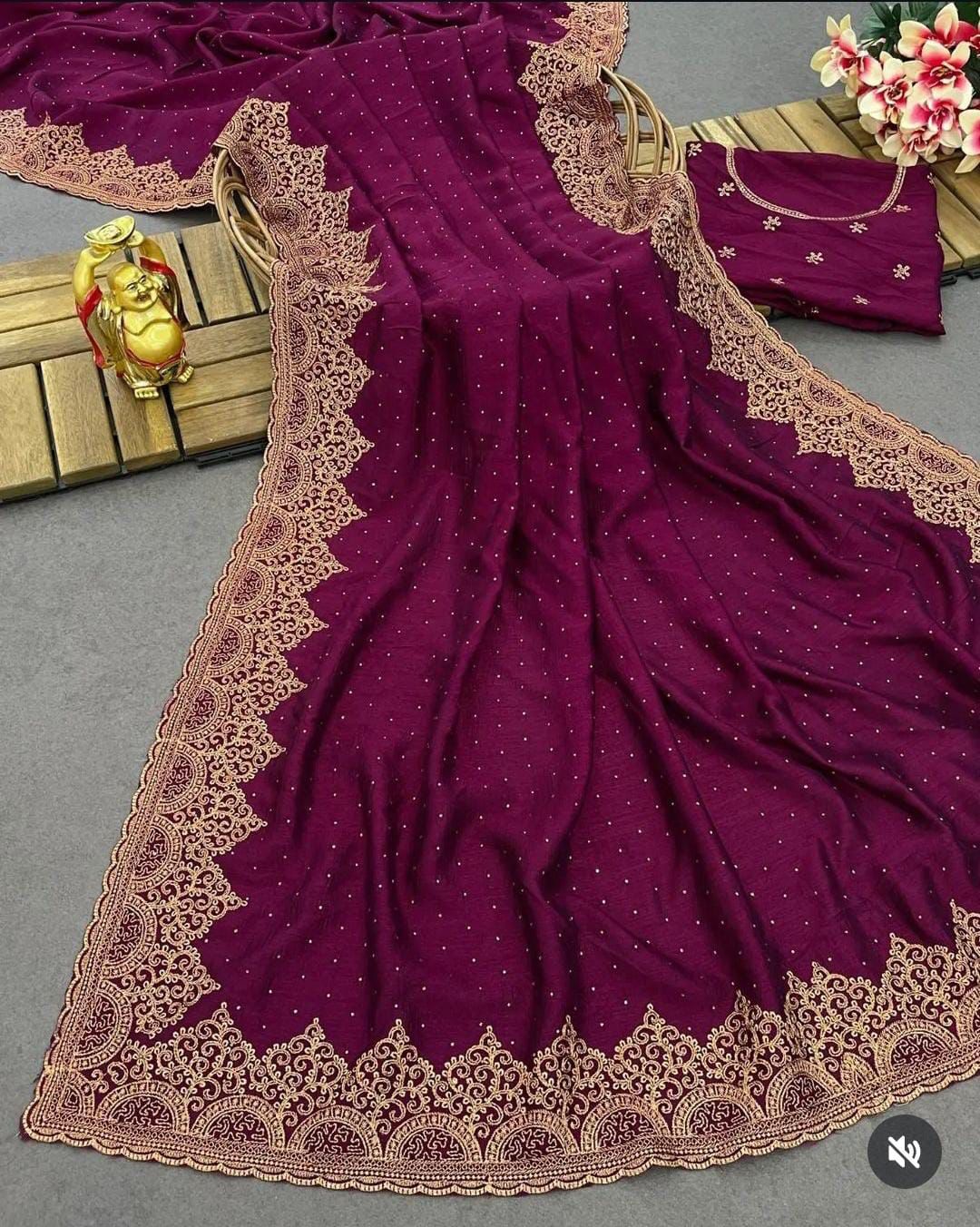 Beautiful Superhit Blooming Vichitra Silk Saree