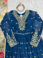 Party-wear Georgette Thread With Sequence Work Gown