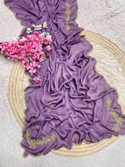 Beautiful Soft Rangoli Crush Cutdana Moti & Resham Thread Work Saree