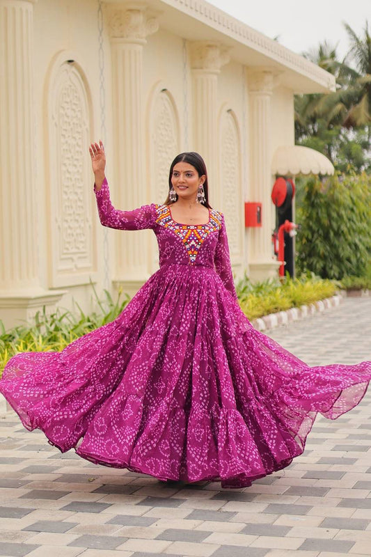 Navratri Special Georgette Gamathi Work Gown
