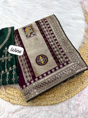 Beautiful Blooming Vichitra Silk & Khadi Bandej Saree