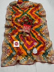 Beautiful Heavy Georgette Original Pachrangi Printed Saree