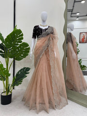 Beautiful Designer Organza Silk Sequence Work Saree