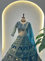 Party-wear Butterfly Net Sequins & Codding Embroidery Work Lehenga Choli