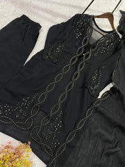 Elegant Chanderi Sequence Embroidery Work Suit