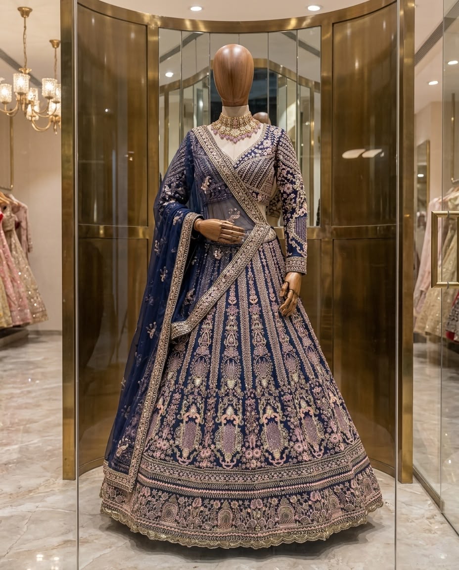 Party-wear Butterfly Net Embroidery Sequence Work Lehenga Choli