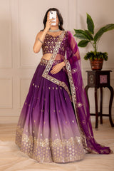 Beautiful Simmer Silk Embroidery Thread & Sequence Work Lehenga Choli