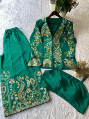Party-wear Designer Chinon Silk Sequence Embroidery Work 3 Piece Set