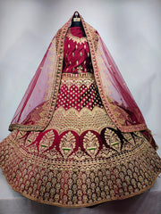Bridal Special Multi Colored Velvet Diamond Work Lehenga Choli