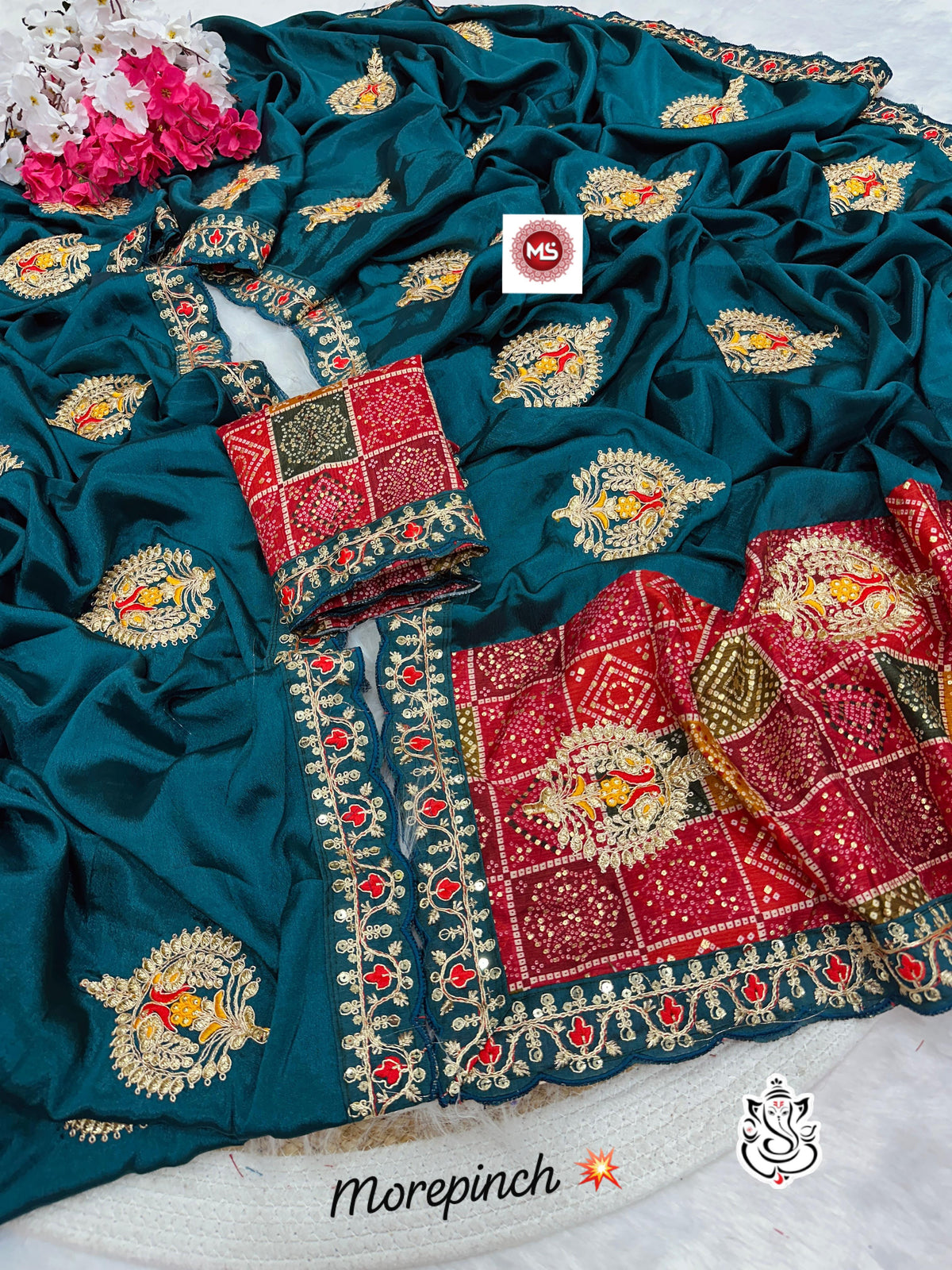 Beautiful Soft Chinon Embroidery Work Saare