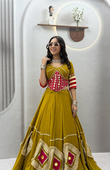Navratri Special Pure Cotton Mirror Handwork Lehenga With Top