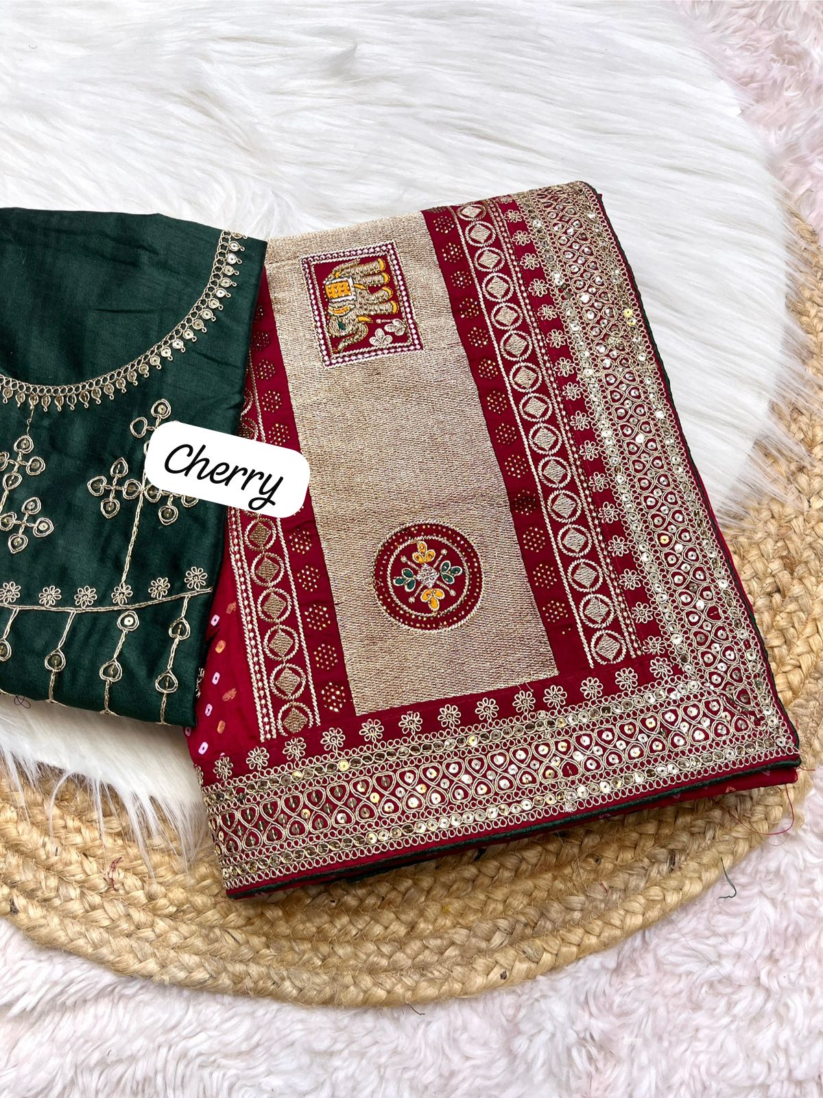 Beautiful Blooming Vichitra Silk & Khadi Bandej Saree