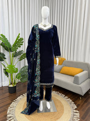 Beautiful Viscose velvet Thread & Sequence Work Salwar Suit