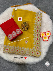 Beautiful Designer Star Georgette Multi & White Codding Sequence Work Saree
