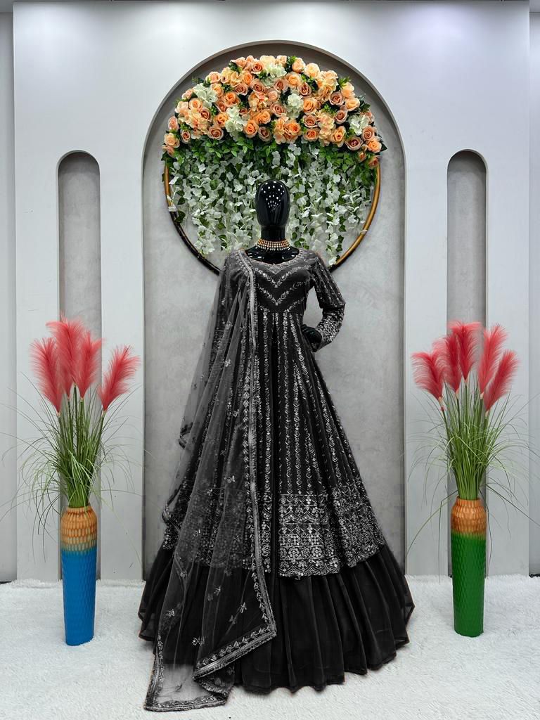 Beautiful Party-wear Georgette Thread With Sequence Work Lehenga Choli