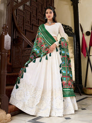 Traditional Timeless beautiful Lucknowi Paper Mirror Work Lehenga Choli