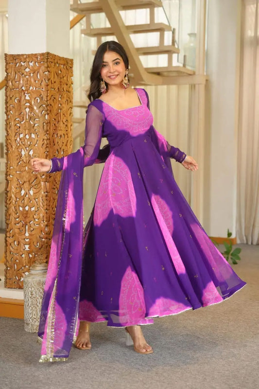 Beautiful Elegant Georgette Digital Printed Gown