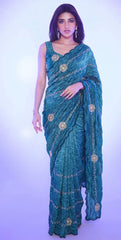 Party-wear Gold Crush Beats Sequence Work Saree