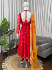 Trendy Stylish Georgette Digital Print With Real Mirror Work Gown