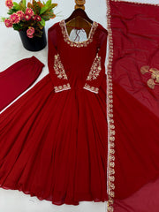 Party-wear Georgette Embroidery Sequence & Moti Work Gown