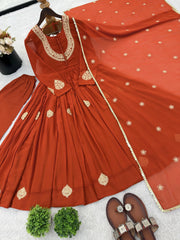 Festive Special Blooming Georgette Coding Work Gown