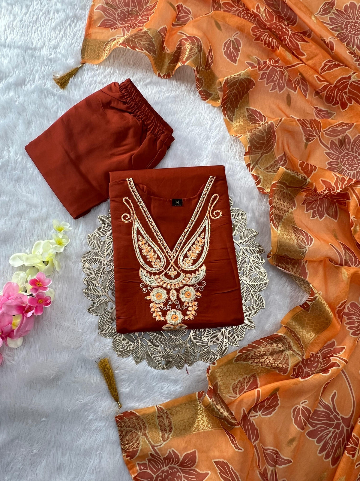 Beautiful Roman Silk Embroidery With Sequence Work Dress