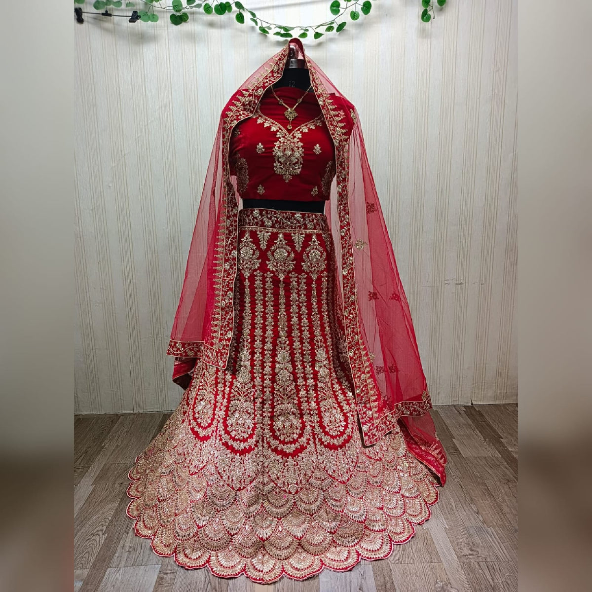 Designer Red Colour Diamond Cut Work  Lehenga Choli