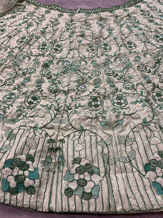 Beautiful Quality Diamond Silk Embroidery Sequins Work Lehenga Choli