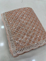 Party-wear Net Beads Sequence & Pearl Embroidery Work Saree