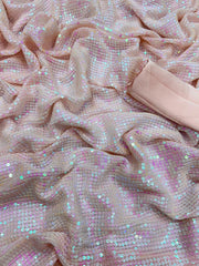 Bollywood Celebrity Inspired Georgette Sequins Embroidery Work Saree