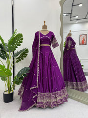 Beautiful Satin Silk Thread With Sequence Work Lehenga Choli