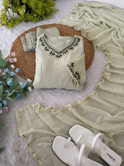 Party-wear Georgette Handwork Neck Sleeve Beautiful Gown